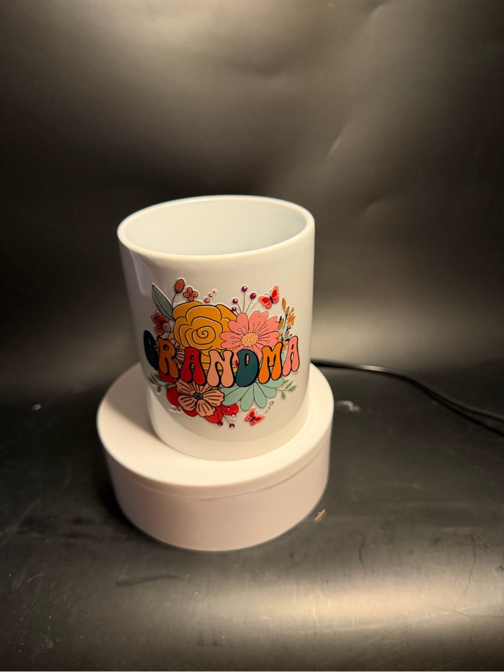 'Grandma' Floral Ceramic Mug - White with Multicolor Print
